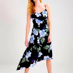 Asymmetrical black w/ blue floral tank dress. Size 2. Banana republic